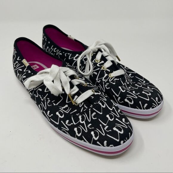 Kate Spade New York KEDS Sneaker Love Black White MISMATCHED Size 8.5Right 9Left - Picture 1 of 11